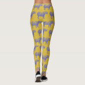 Cute Retro Rhino Rhinoceros Pattern Yellow Paars Leggings (Achterkant)