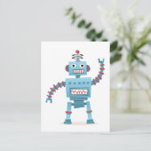 Cute retro robot android kinder cartoon briefkaart (Staand voorkant)