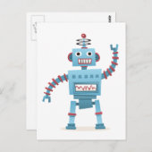 Cute retro robot android kinder cartoon briefkaart (Voorkant / Achterkant)