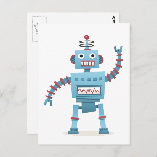 Cute retro robot android kinder cartoon briefkaart (Voorkant / Achterkant)