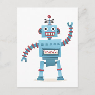 Cute retro robot android kinder cartoon briefkaart
