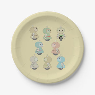 Cute Retro Robot Pattern Papieren Bordje