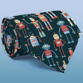 Cute Retro Robot Pattern Stropdas
