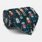 Cute Retro Robot Pattern Stropdas (Opgerold)