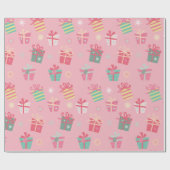 Cute Retro Roze Cadeaus Kerstmis Cadeaupapier (Vlak)