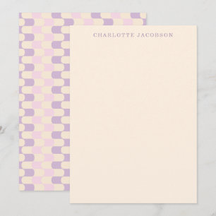 Cute Retro Roze Paarse Geometrische Kunst op maat Notitiekaartje