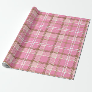 Cute Retro Roze Schotse Ruit Patroon Cadeaupapier