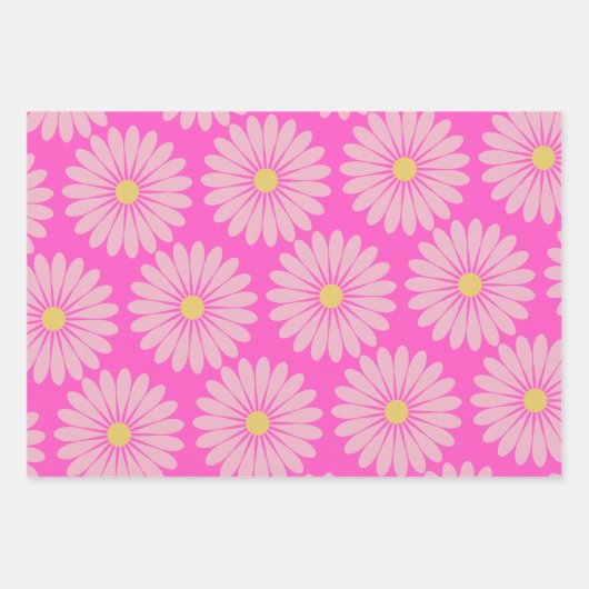 Cute Retro Scandinavian Flower Pattern (roze) Inpakpapier Vel (Voorkant)