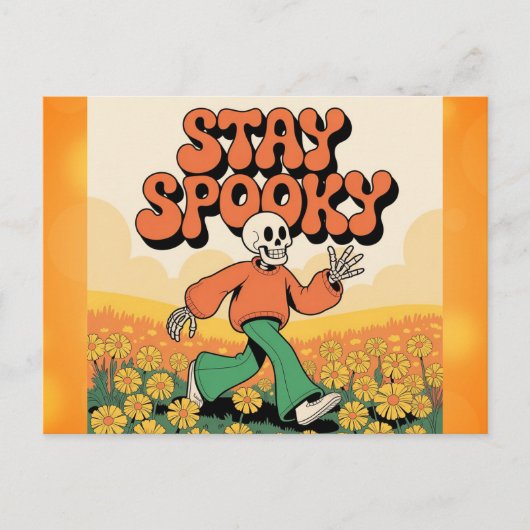Cute Retro Skeleton Stay Spooky Halloween Briefkaart (Voorkant)