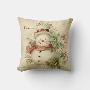 Cute Retro Snowman Kerstmis Kussen