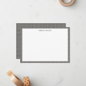 Cute Retro Soft Black Gingham Plaid Personalized Notitiekaartje (Voorkant / Achterkant in situ)