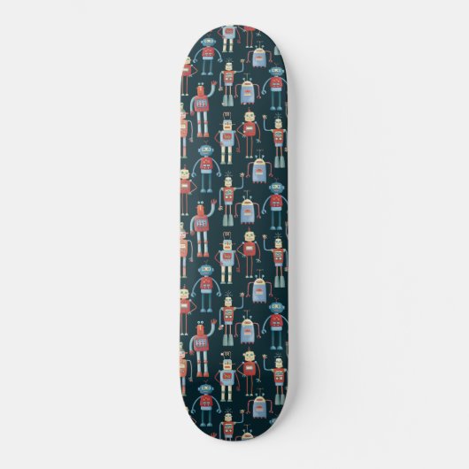 Cute Retro Style Robots van 1950 Skateboard (Voorkant)