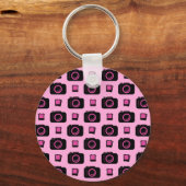 Cute Retro Style Roze Black Camera Patroon Sleutelhanger (Voorkant)