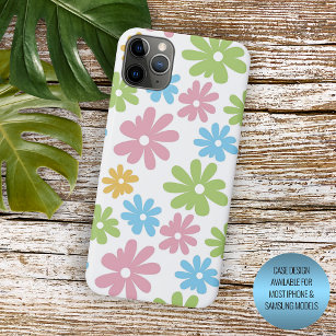 Cute Retro Summery Colors Flower Art Pattern iPhone 11 Pro Max Hoesje