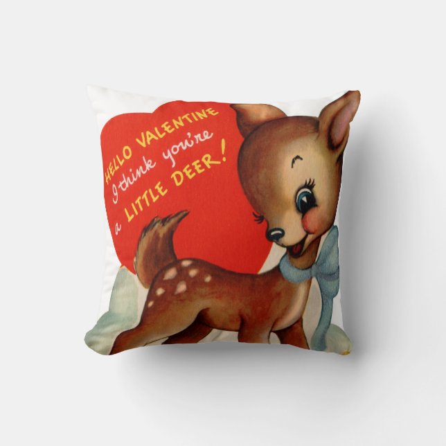 Cute retro  Valentijn hertendecor Kussen (Voorkant)