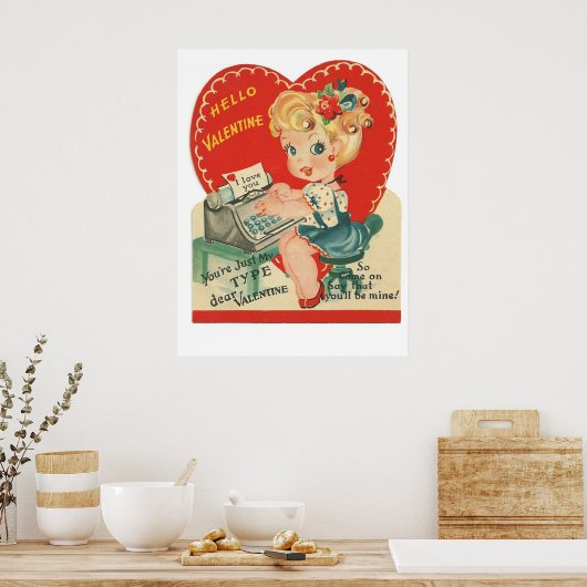 Cute retro  Valentijn Holiday poster (Keuken)