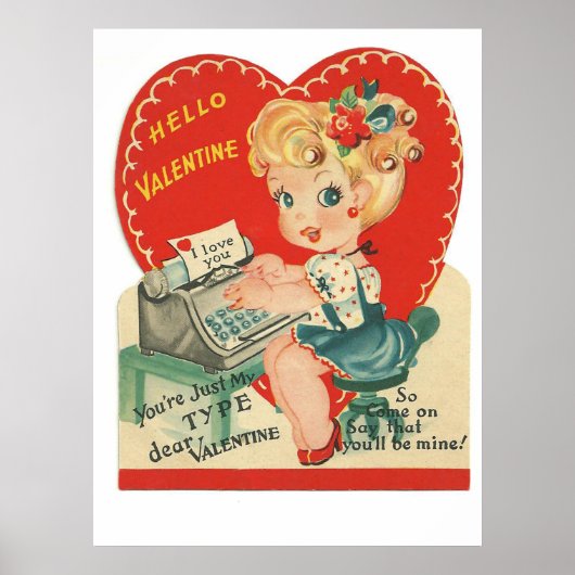 Cute retro  Valentijn Holiday poster (Voorkant)