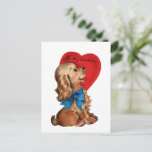 Cute retro  Valentijn hond Briefkaart (Staand voorkant)