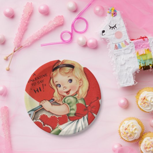 Cute retro Valentijn party Papieren Bordje (Feest)
