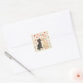 Cute Retro Valentine Cats Vierkante Sticker (Envelop)