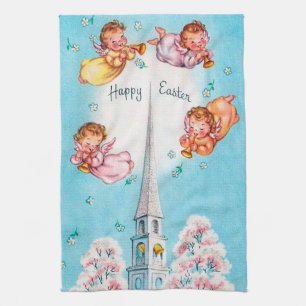 Cute retro vintage Esater Angels Theedoek
