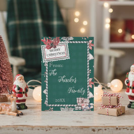 Cute Retro Vintage Groene Kerstkaart