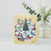 Cute Retro Vintage-kerstdorp Feestdagenkaart (Staand voorkant)