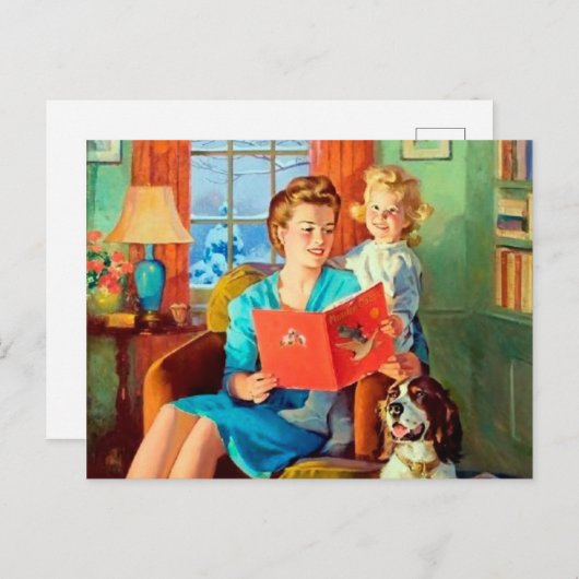 Cute retro vintage Lecture carte postale (Devant / Derrière)