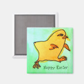 Cute retro yellow Easter chick art magnet Magneet (Voorkant / Achterkant)