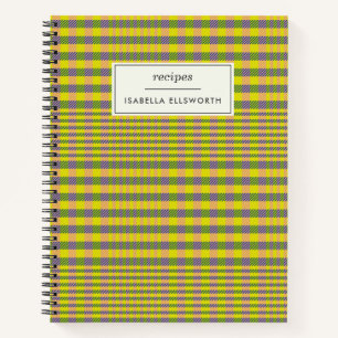 Cute Retro Yellow Glen Pset Personalized Recipe Notitieboek