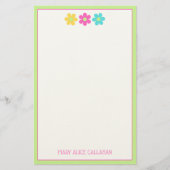 Cute Retro Yellow Pink Blue Daisies Briefpapier (Voorkant)