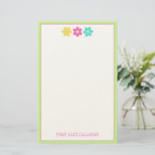 Cute Retro Yellow Pink Blue Daisies Briefpapier (Staand voorkant)