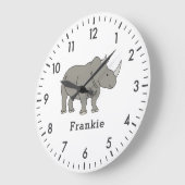 Cute Rhino Unique Boy Persoonlijke Aangepaste Naam Grote Klok (Hoek)