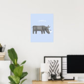 Cute Rhinoceros Personalized Poster (Thuiskantoor)