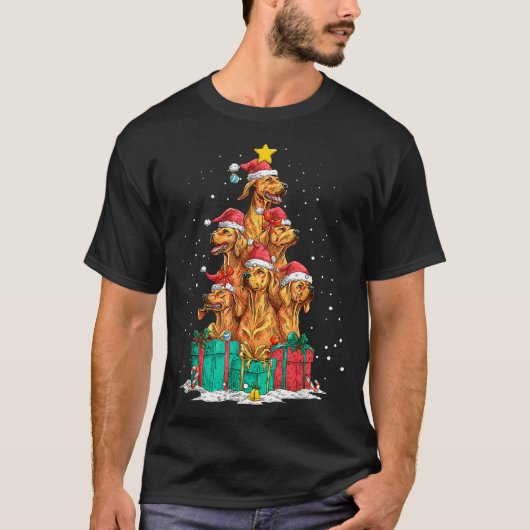 Cute Rhodesian Ridgeback Le Dog Christmas Tree Xma T-shirt (Voorkant)