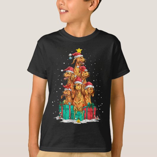 Cute Rhodesian Ridgeback Le Dog Christmas Tree Xma T-shirt (Voorkant)