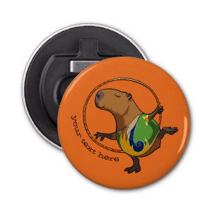 Cute Rhythmic Gymnastics Hoop Cartoon Capybara Button Flesopener