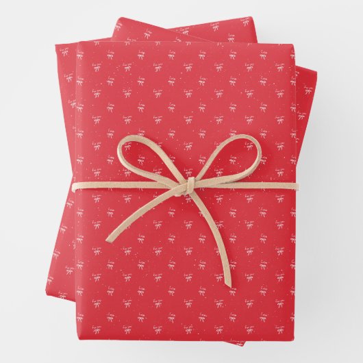 Cute Ribbon Love Seamless Pattern Wrapping Paper, Inpakpapier Vel (In situ)