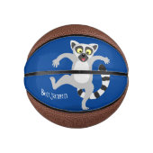 Cute ring tail lemur dansend cartoon illustratie basketbal (Voorkant)