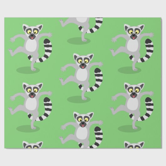 Cute ring tail lemur dansend cartoon illustratie cadeaupapier (Vlak)