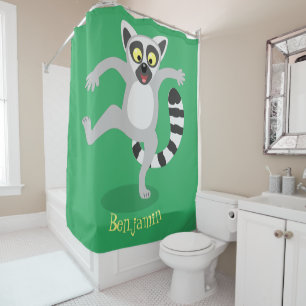 Cute ring tail lemur dansend cartoon illustratie douchegordijn