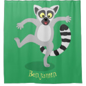 Cute ring tail lemur dansend cartoon illustratie douchegordijn (Voorkant)