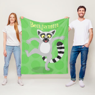Cute ring tail lemur dansend cartoon illustratie fleece deken