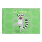 Cute ring tail lemur dansend cartoon illustratie kussensloop (Achterkant)