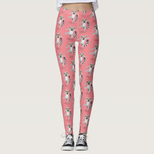 Cute ring tail lemur dansend cartoon illustratie leggings