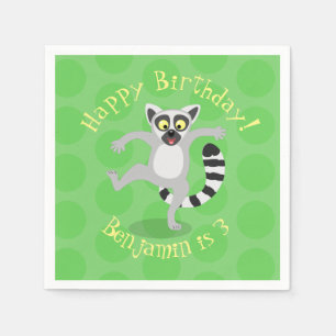 Cute ring tail lemur dansend cartoon illustratie servet