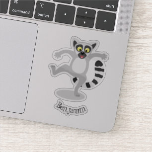Cute ring tail lemur dansend cartoon illustratie sticker