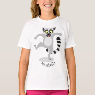 Cute ring tail lemur dansend cartoon illustratie t-shirt