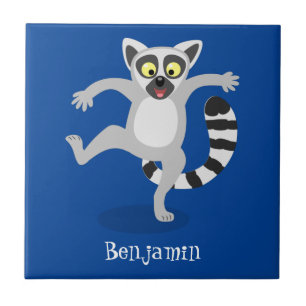 Cute ring tail lemur dansend cartoon illustratie tegeltje