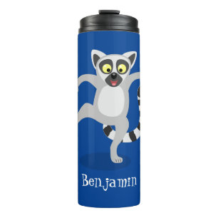 Cute ring tail lemur dansend cartoon illustratie thermosbeker